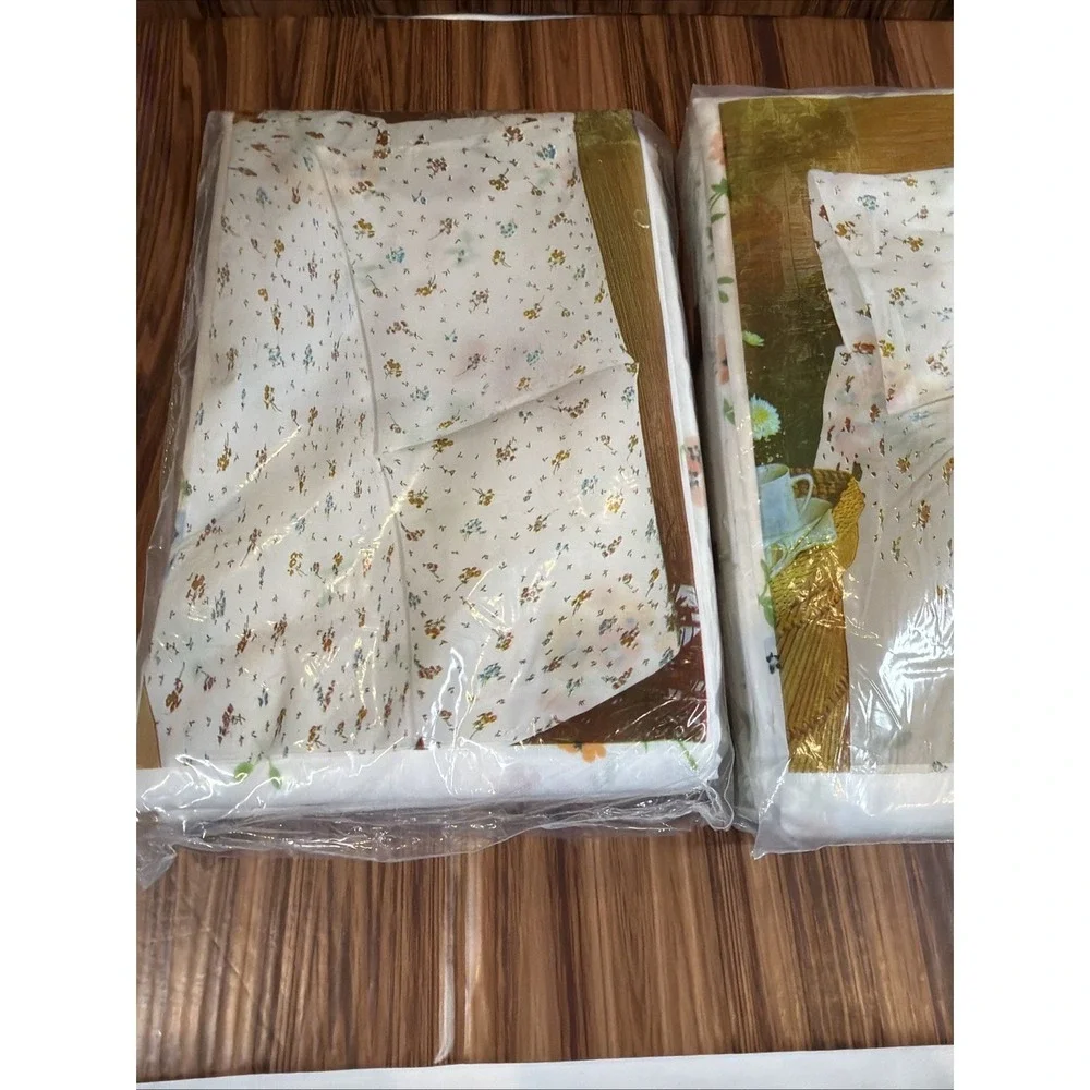 VTG JC‎ Penney Cora Queen Flat Sheet 2 Pillowcases Floral USA NOS Cottagecore